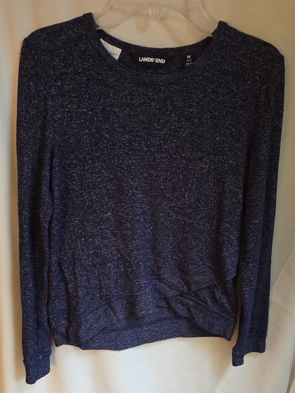 Lands' End Navy Heather Long Sleeve Tee Medium 10-12